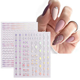 JMEOWIO Nagelsticker Aurora 12 Blatt Nail Art Sticker Selbstklebend Nagelaufkleber Holografische Decoratie Nageldesign Zubehör