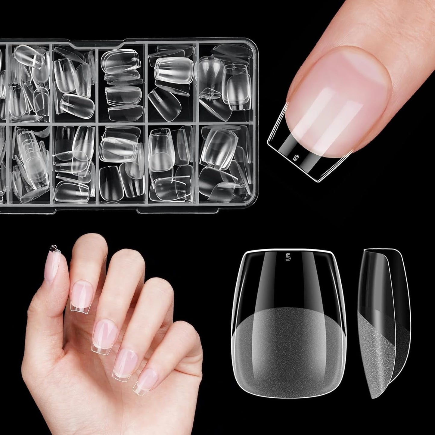 Korte kunstnagels Ballerina 120 stuks lijm op 12 maten Korte kunstnagels Zachte gel Volledige dekking nageltips voor korte gelnagels S
