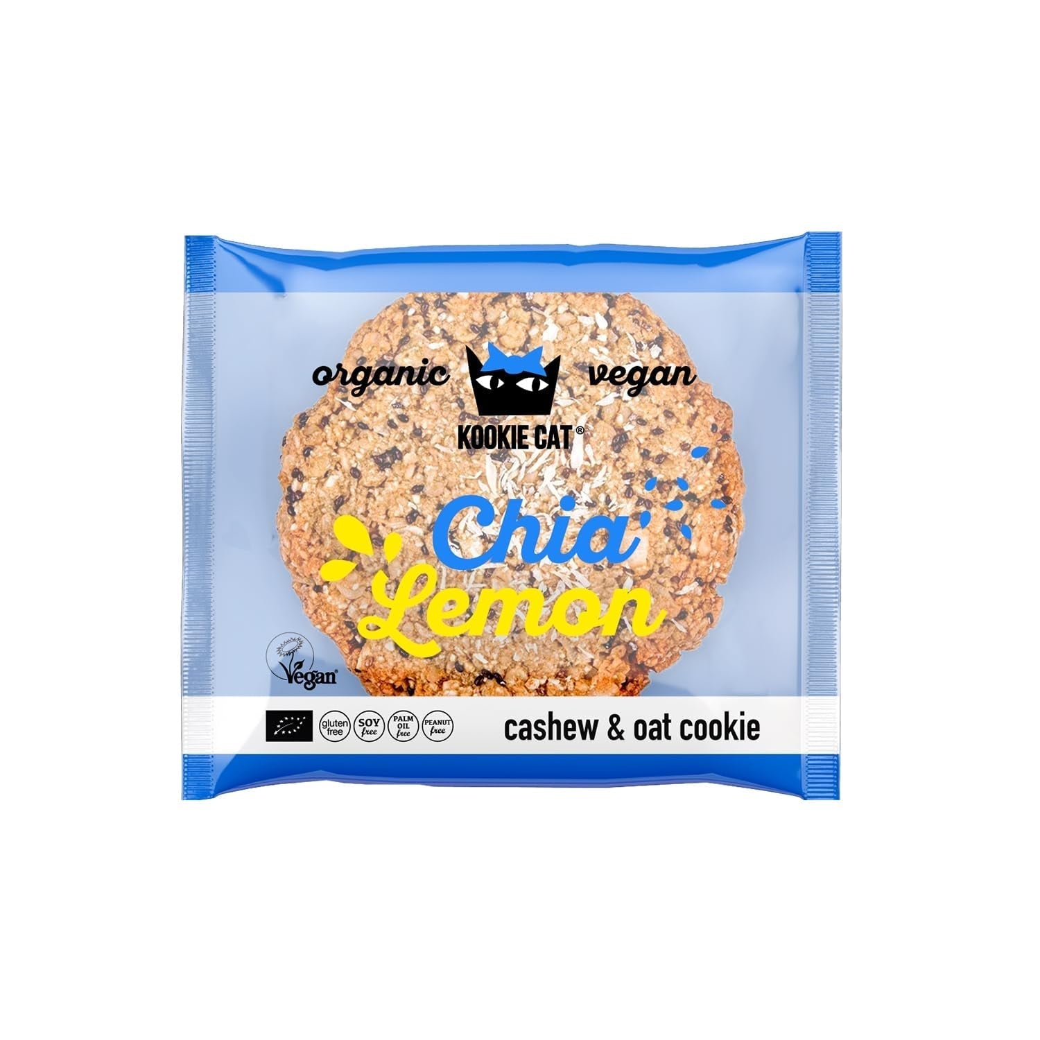 Chia en Citroen - Individueel verpakte veganistische koekjes, glutenvrij, sojavrij, biologisch, cashewnoten en haver - 12 x 50 g multipack