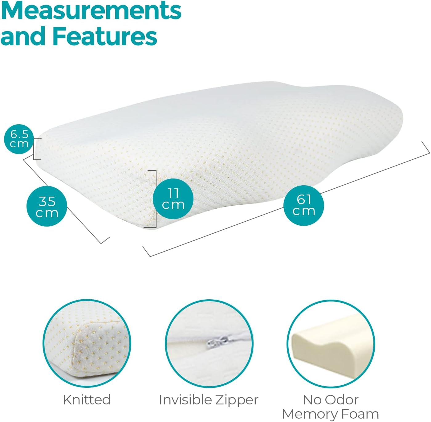 Edihome Neksteunkussen Nekpijnverlichtingskussen 50 x 30 x 10 cm Memory Foam Nekkussen Orthopedisch kussen Ergonomische dubbele katoenen hoes Hypoallergeen
