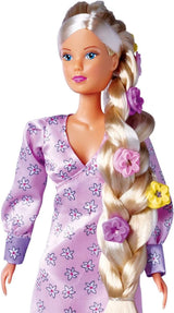 Simba 105733640 - Steffi Love Flower Hair, pop met extra lang haar, inclusief 6 clips, vlechtaccessoire en kam, 29 cm, vanaf 3 jaar