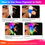 Neon Fosfor Pigment Pulver Für Nägel Lidschatten - 12 Kleuren Neon Nagel Glitzer Augenpulver Maniküre Halloween Neon Make-Up Decoratie Nail Art Staub Pigment