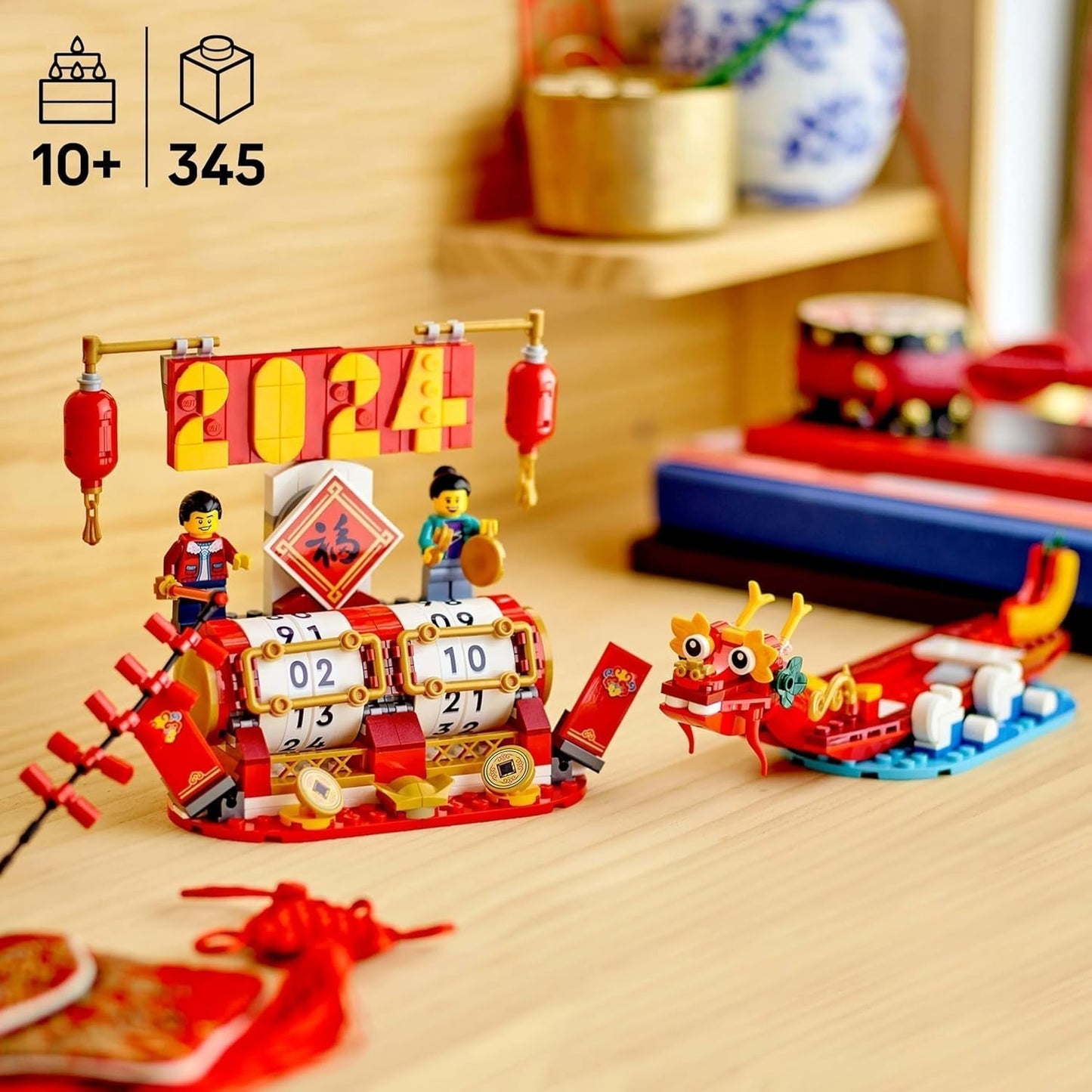 LEGO Vakantiekalender, Chinees kerstcadeau voor jongens en meisjes, Nieuwe maanjaar bouwset, laat kinderen fantasierijk spelen, Feestelijk speelgoed, Chinees Nieuwjaar decoratie 40678 Bouwsets Besuche den LEGO-Store