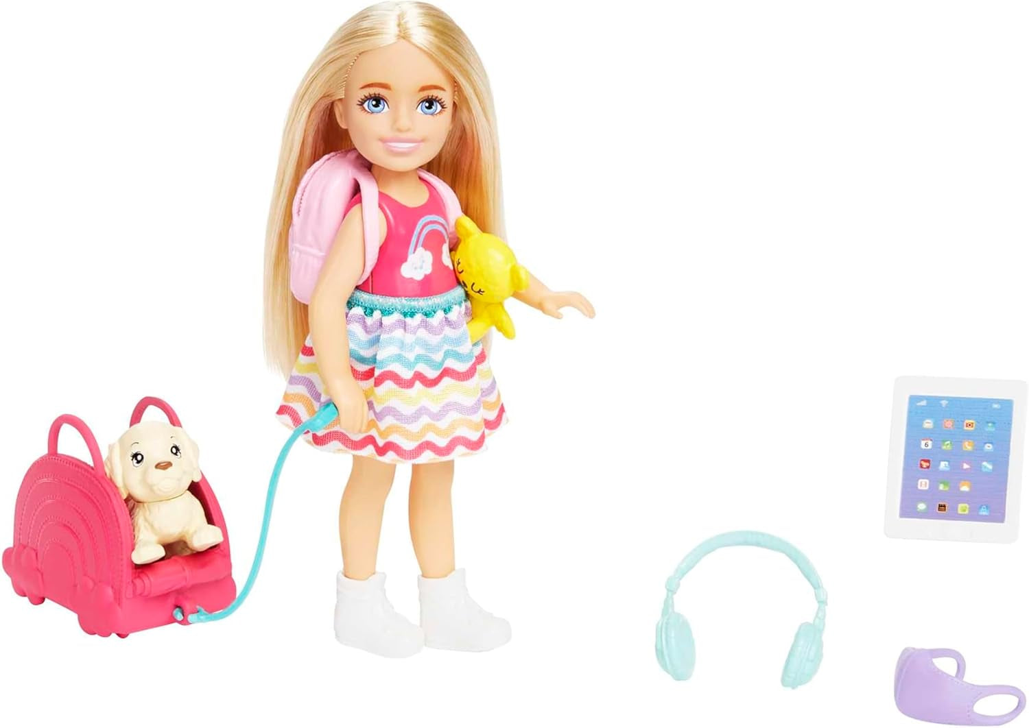 Barbie Chelsea pop en accessoires 6-delige puppyreisset inclusief hondenkooi HJY17