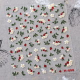 JMEOWIO 3D Nagelsticker Blume Nerdbeerenail Art Sticker Selbstklebend Nagelaufkleber 5D Stereoskopische Decoratie Nageldesign Zubehör 1 Blatt