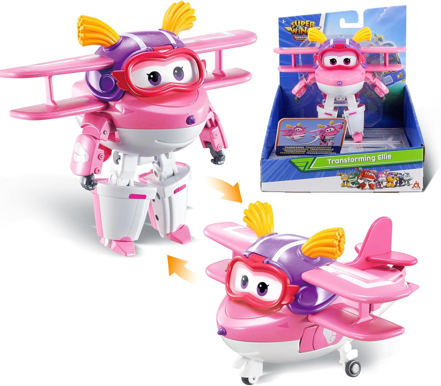 Super Wings 5" Transforming Characters 2-pack Transforming Supercharged Jett + Tino Transformer speelgoed voor jongens en meisjes vanaf 3 jaar Rode actiefiguren Naty Shop Ellie