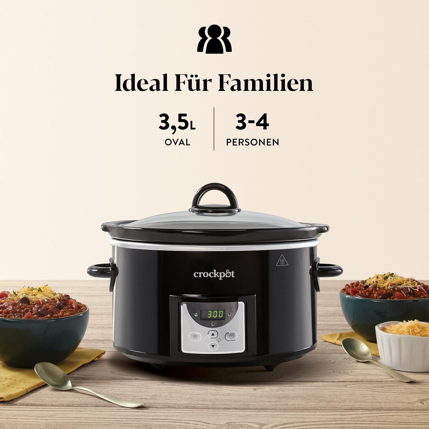 Crockpot digitale slowcooker, 3,5 L (3 tot 4 personen), CSC113X Slowcooker Naty Shop