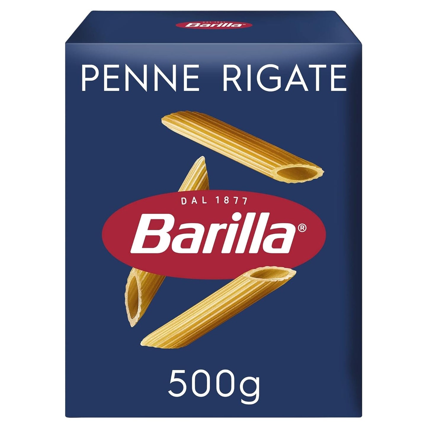Pasta Barilla Klassiek Penne Rigate Nr. 73 van hoogwaardige durumtarwe, altijd beetgaar (1 x 500 g)