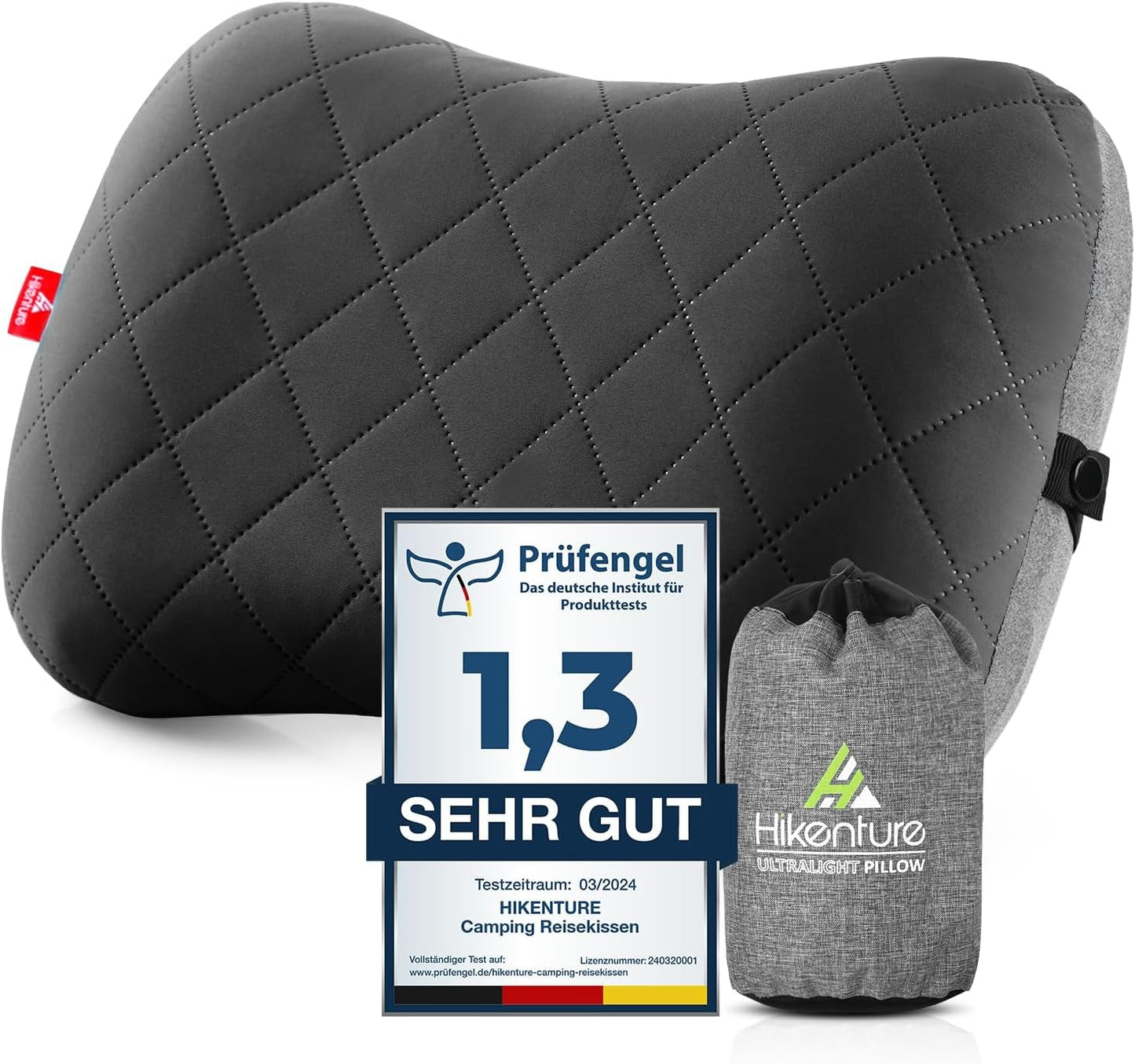 HIKENTURE Opblaasbaar kampeer- / reiskussen met afneembare kussensloop, ergonomisch kussen, comfortabel nekkussen voor reizen / buiten, opblaasbaar reisnekkussen (groen) ... Cervicale orthopedische kussens Naty Shop Zwart