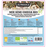 Biologische Omega Zadenmix 3 kg (mengsel van pompoen-, zonnebloem- en lijnzaad), een mix van 3 hele rauwe oliezaden, rijk aan eiwitten, vezels en omega-3-vetzuren