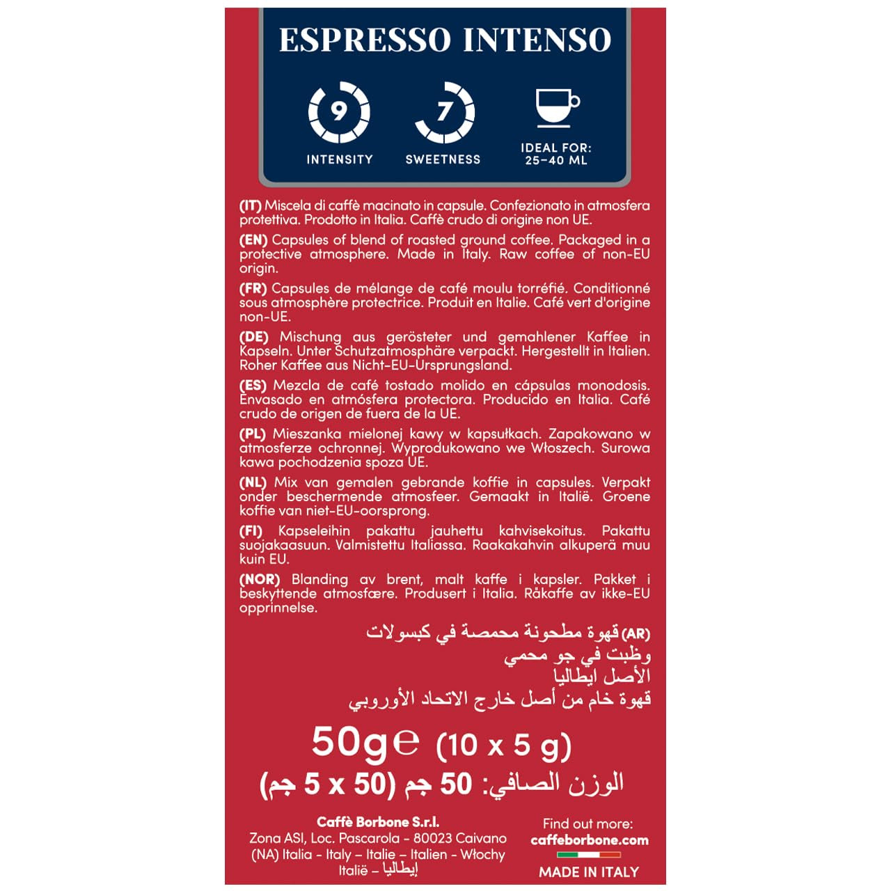 Caffe Borbone Espresso Sterkte 9/10 Nespresso Compatibel 10 Koffiecapsules