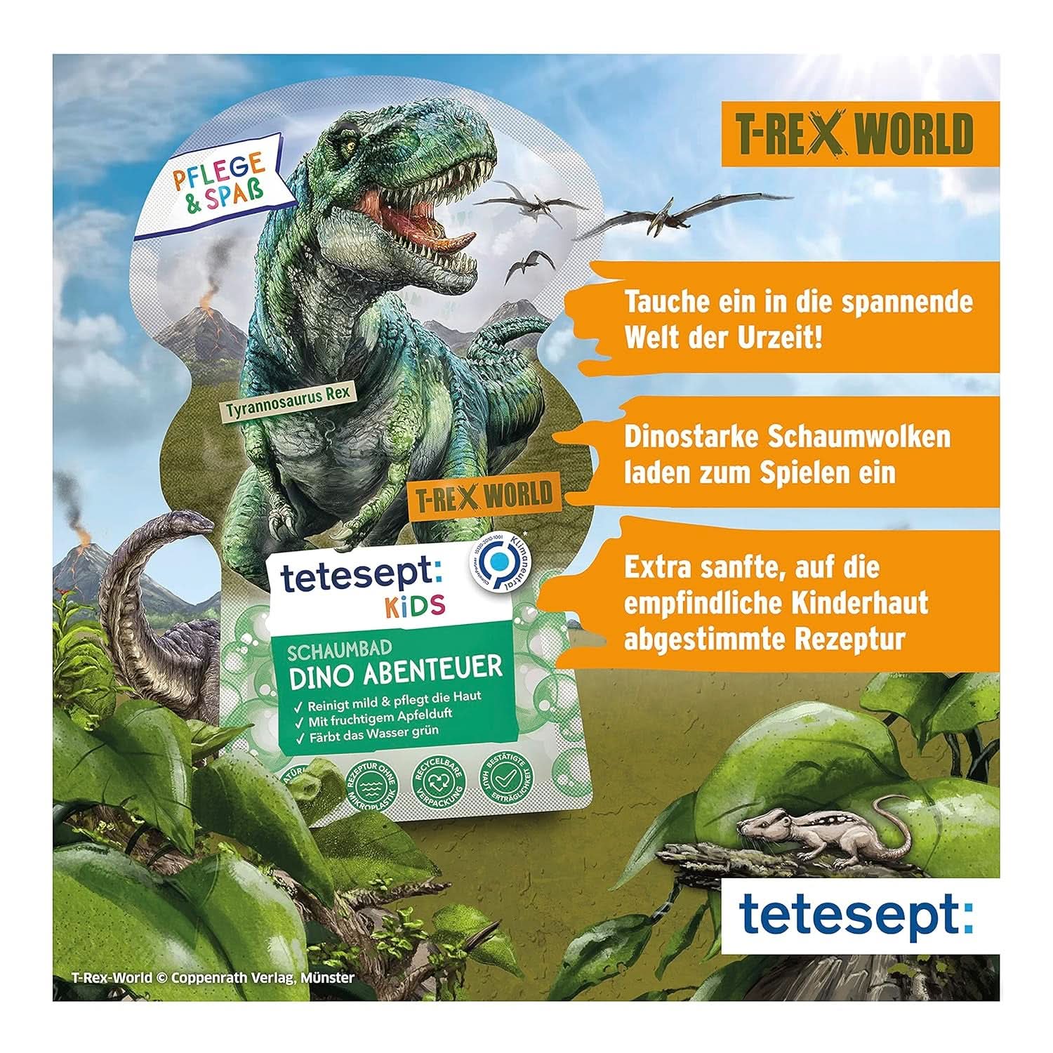 Tetesept Kids Dino - badadditief voor kinderen, schuim, kleurt het water groen, 40 ml Naty Shop