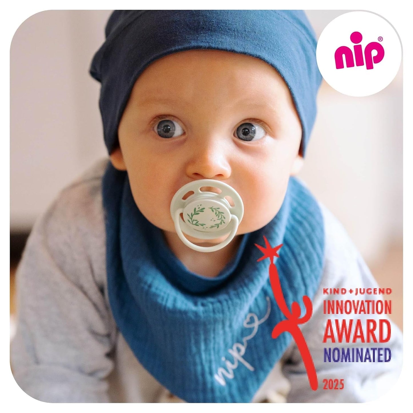 nip - Kersengroen | 0-6 maanden | Pak van 4 | Babyfopspeen, geschikt voor borstvoeding en tandjes krijgen. Duurzame speen, gemaakt van natuurlijke grondstoffen, lichtgroen/bruin