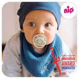 nip - Kersengroen | 0-6 maanden | Pak van 4 | Babyfopspeen, geschikt voor borstvoeding en tandjes krijgen. Duurzame speen, gemaakt van natuurlijke grondstoffen, lichtgroen/bruin
