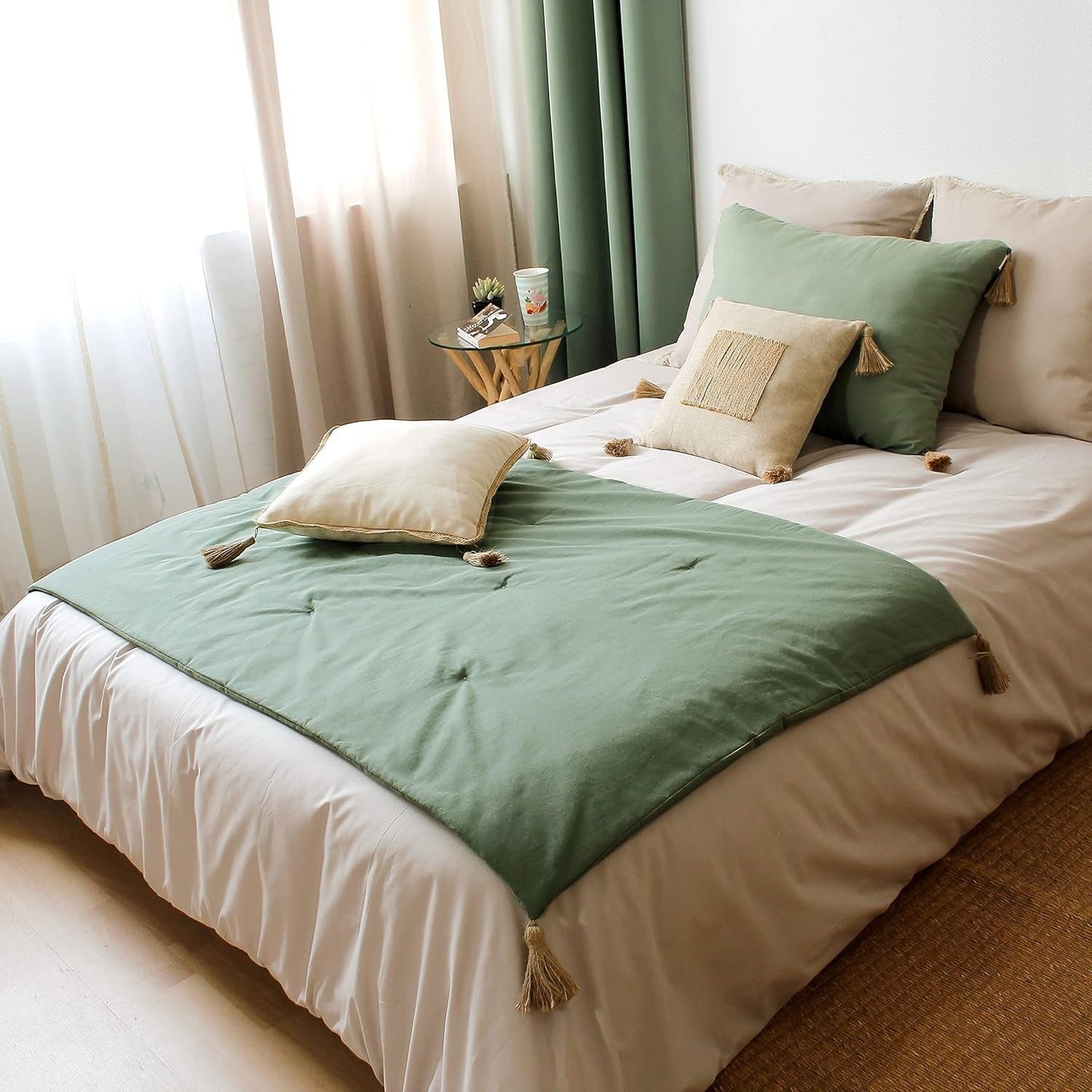 Quilt met 4 bobbels, jute, 90 X 190 Cm, klei, 2007AGCHLJT090190, 90 X 190 Cm Quilts en quilts Naty Shop