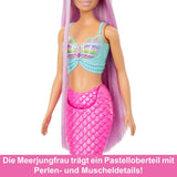Barbie Zeemeerminpop - met lang roze haar en individuele stylingaccessoires, waaronder borstel, mooie geschulpte punt en roze staartvin, voor kinderen vanaf 3 jaar, HRR00