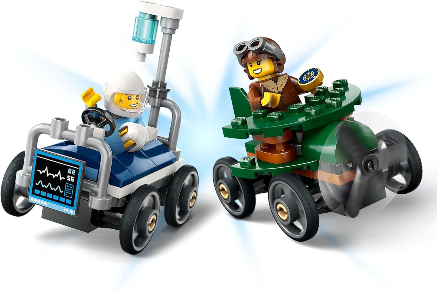 LEGO City Vliegtuig Vs. Ziekenhuisbed Raceautoset - Zeepkist speelgoed voor jongens en meisjes vanaf 5 jaar - Bouwset met 2 minifiguren - Verjaardags- en feestdagencadeau 60459 Bouwsets Besuche den LEGO-Store