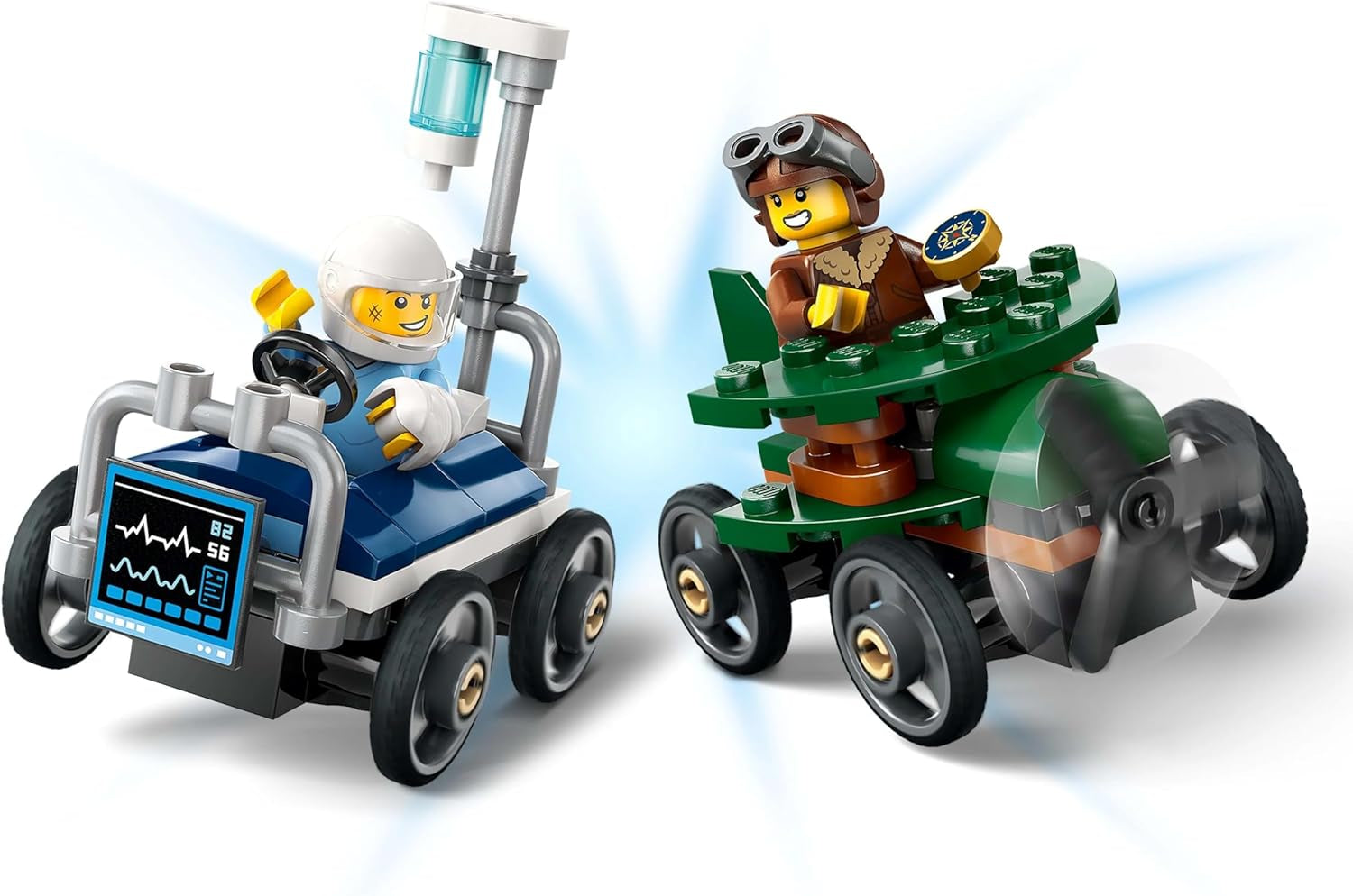 LEGO City Vliegtuig Vs. Ziekenhuisbed Raceautoset - Zeepkist speelgoed voor jongens en meisjes vanaf 5 jaar - Bouwset met 2 minifiguren - Verjaardags- en feestdagencadeau 60459 Bouwsets Besuche den LEGO-Store