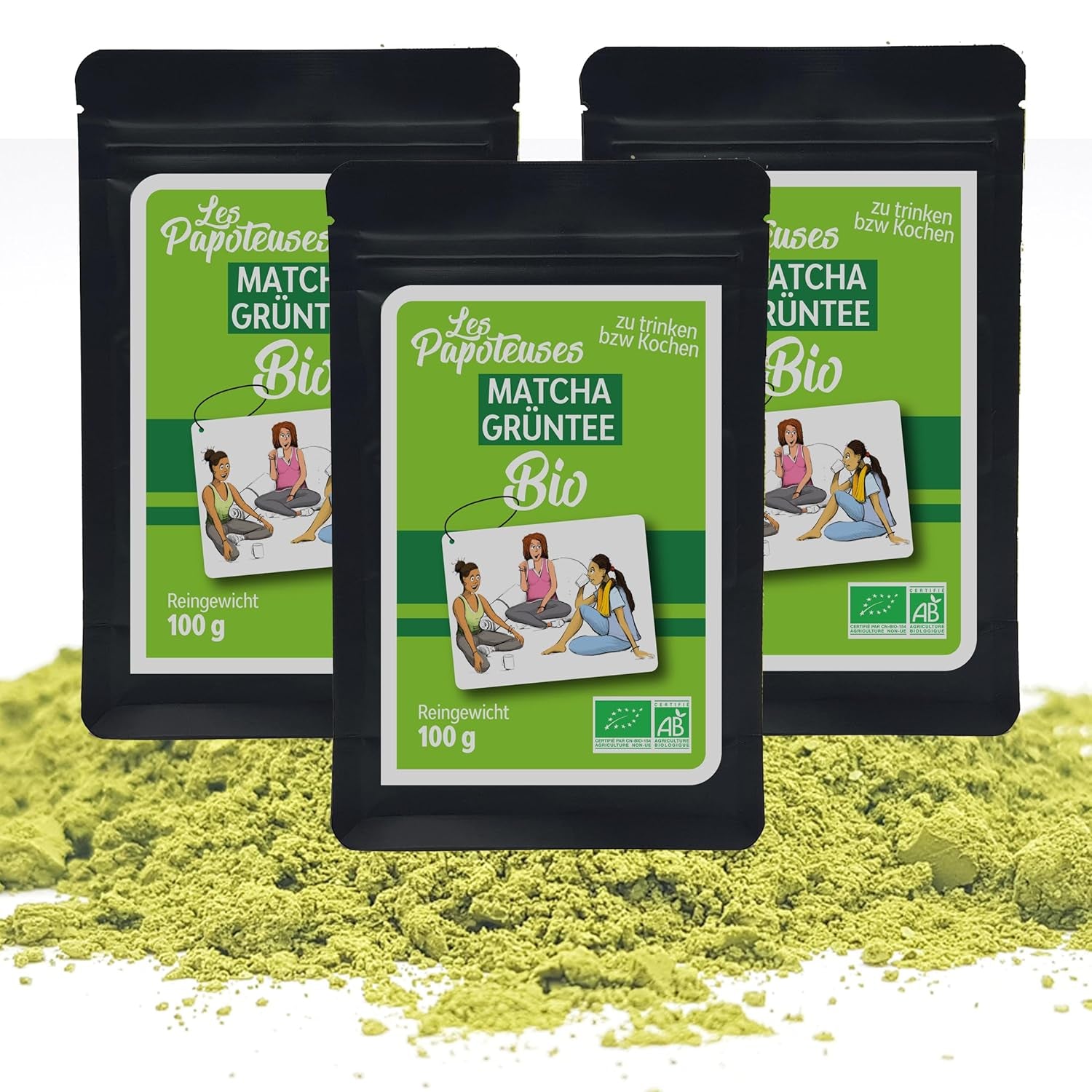 | Matcha biologisch poeder 100 g | Groene Thee Matcha Poeder Ceremoniële Kwaliteit | 100% natuurlijk en premium kwaliteit | Ontgiftende thee | Compatibel met Matcha-set, steel, kom en glas.