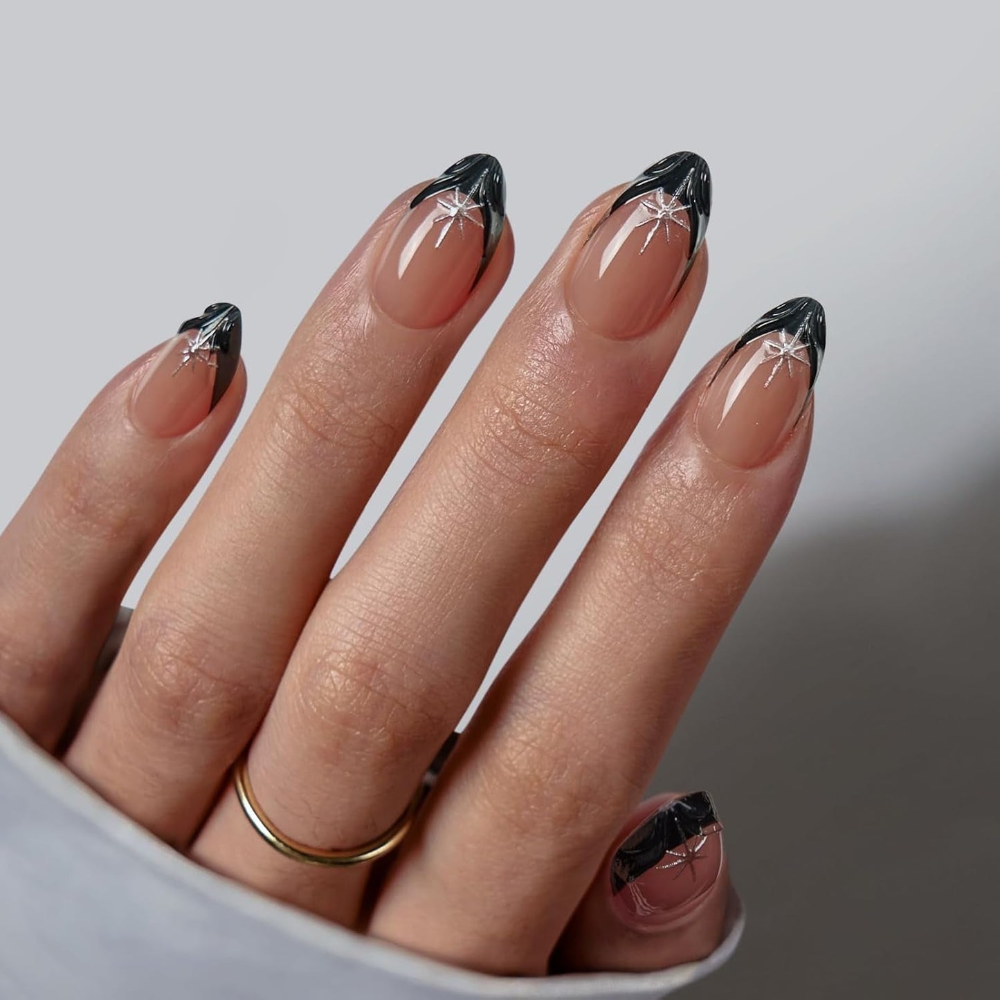 Btartbox Korte vierkante kunstnagels Baby Boomer lijm op witte gradiënt roze kunstnagels Korte kunstnagels met nagellijm 30 stuks vierkante kunstnagels