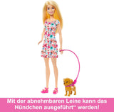 Barbie Duo-hondpop en accessoires, inclusief kleine hond en grote hond met rolstoel, riem, voerbak, huisdierbed en traktatiebotten, vanaf 3 jaar, HTK37 Naty Shop-poppen