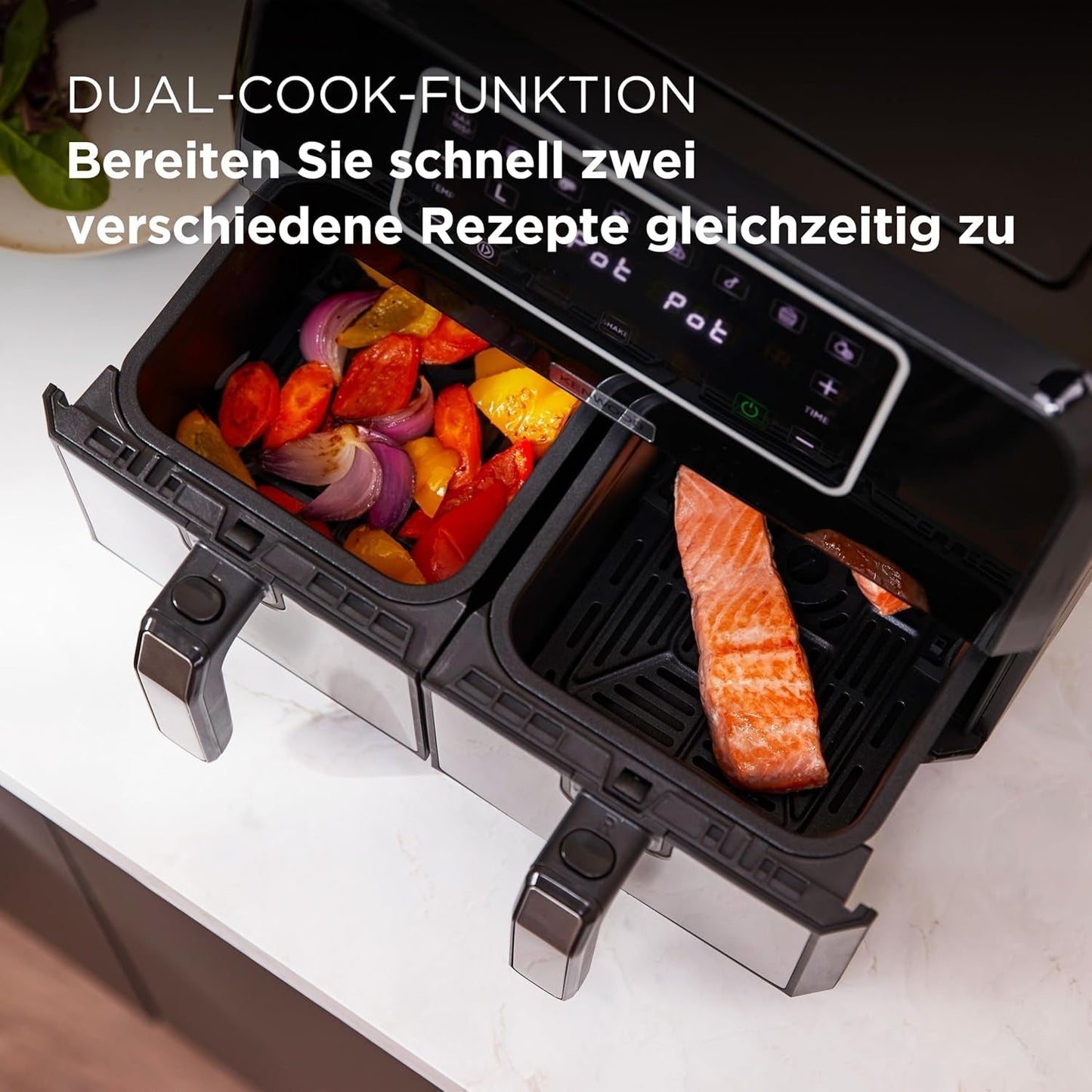 Kenwood Khealthy Twin Airfryer, 8L (2X4L), dubbele kamer, 8 programma's, Dual Cook & Sync Finish-functie, touchscreen Apparaten Naty Shop