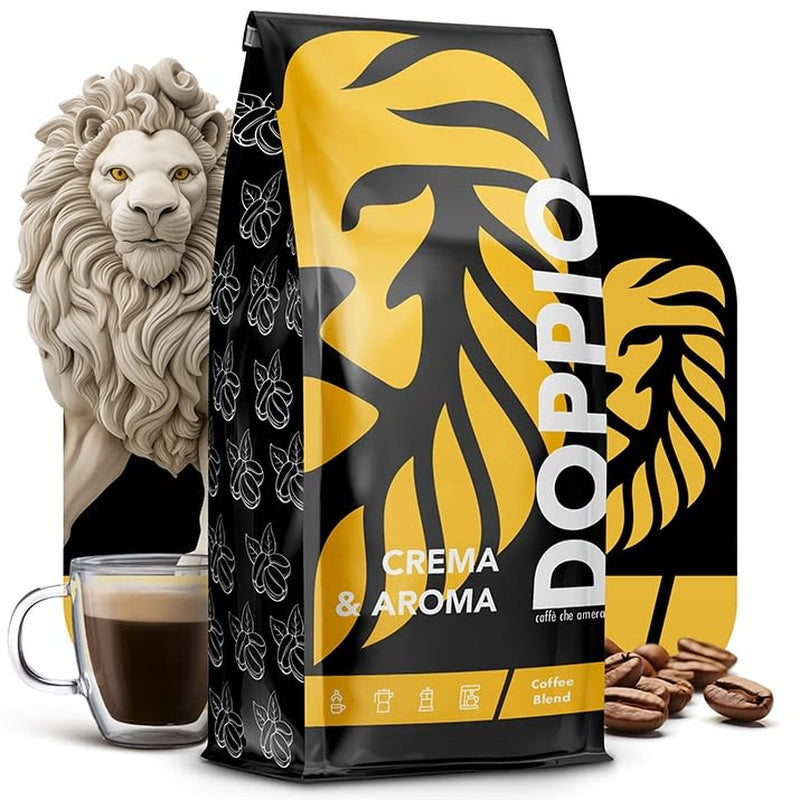 Doppio Crème & Smaak 1KG | Koffiebonen 80% Arabica en 20% Robusta | met tonen van cacao, noten en karamel | Fris en medium gebrand, lage zuurgraad | voor espresso | Blauwe Orka Koffie