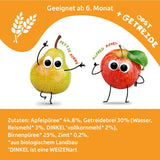 FRECHE FREUNDE Biologisch uitknijpbaar fruitzakje Appel Kaneel Peer Rijst Speltfruitpuree met granen voor baby's vanaf 6 maanden + Veganistisch 6-pack (6 x 100 g)