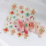 JMEOWIO 3D Nagelsticker Kleurrijke Bloem Nail Art Sticker Selbstklebend Nagelaufkleber 5D Stereoskopisch Lente Zomer Bloemendecoratie Nageldesign Zubehör 4 Blatt