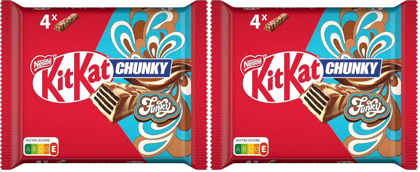 Nestlé Chunky Funky Krokante Wafel in Melkchocolade Multipack, 2 Stuks (4 x 40 g elk)