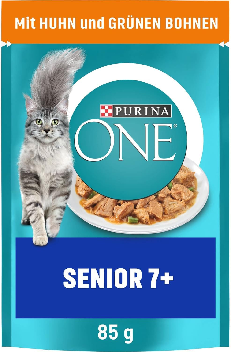 PURINA ONE Senior 7+ nat kattenvoer, malse stukjes in kippensaus, verpakking van 26 (26 x 85 g)