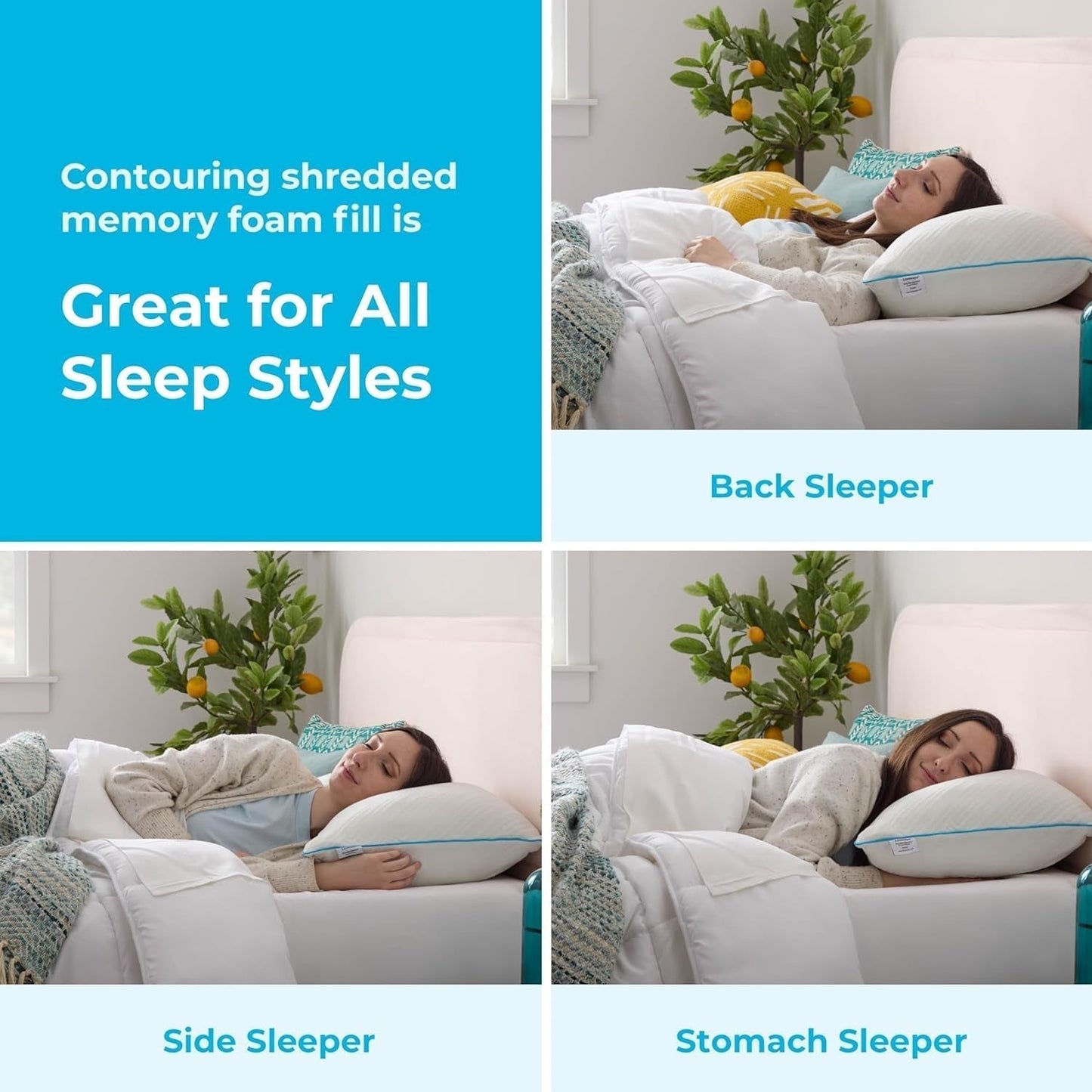 Linenspa Wit Standaard Gel Memory Foam Kussen Naty Shop Standaard Kussens