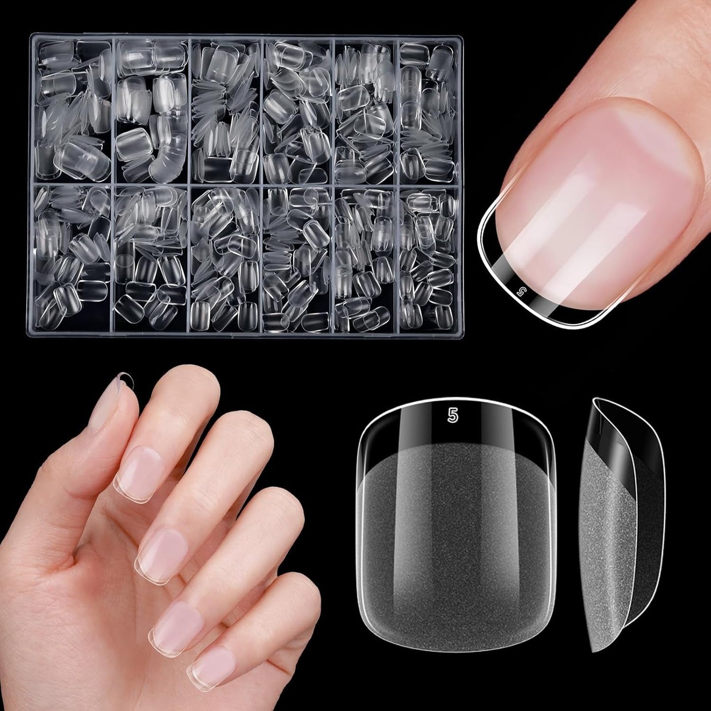 Korte kunstnagels 500 stuks zachte gel volledige dekking nageltips voor gelnagels 12 maten Voorgepolijste nageltips voor gelnagels Korte kunstnagels Doodskistnagelverlengingen met doos