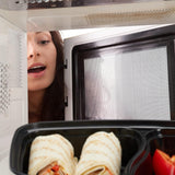 Relaxdays maaltijdbereidingsdozen, set van 10, 2 compartimenten, magnetronbestendig, 800 ml, plastic voedseldoos met deksel, zwarte voedselbewaardozen Naty Shop