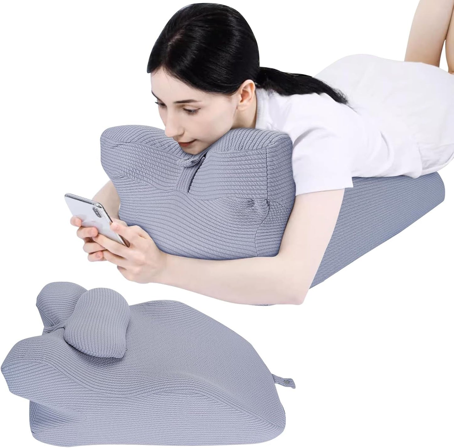 Leeskussen voor bed en bank, verenkussen, traagschuim bedkussen, zijslaapkussen, ergonomisch rugsteunkussen voor lezen en tv kijken