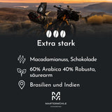 Espressobonen Martermühle Bike 500g Sterk | Arabica/Robusta | Smaken: Macadamianoten, melkchocolade | Licht gebrande hele espressobonen, lage zuurgraad
