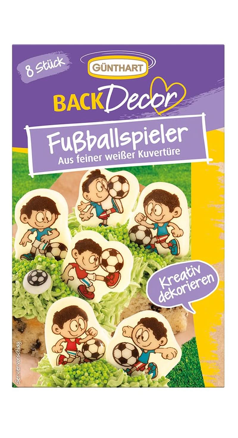 Günthart Backdecor 12 suikervoetballers en voetballen, 21 gram Naty Shop chocoladevoetballer