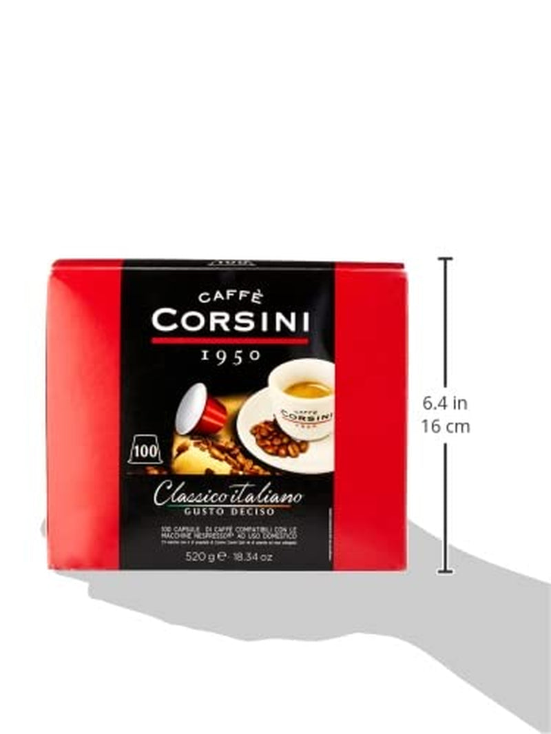 Caffè Corsini - Classico Italiano, Miscela Di Caffè in Nespresso-compatibele capsules, Gusto Forte E Deciso - Confezione Da 100 capsules