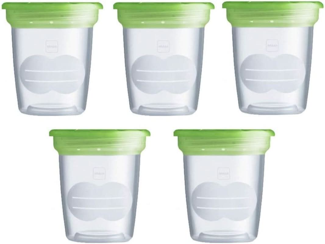 MAM Set van 5 containers voor melk en voedsel, gemaakt van plastic, zonder Bpa en Bps Accessoires Voeding en borstvoeding Bebe Naty Shop