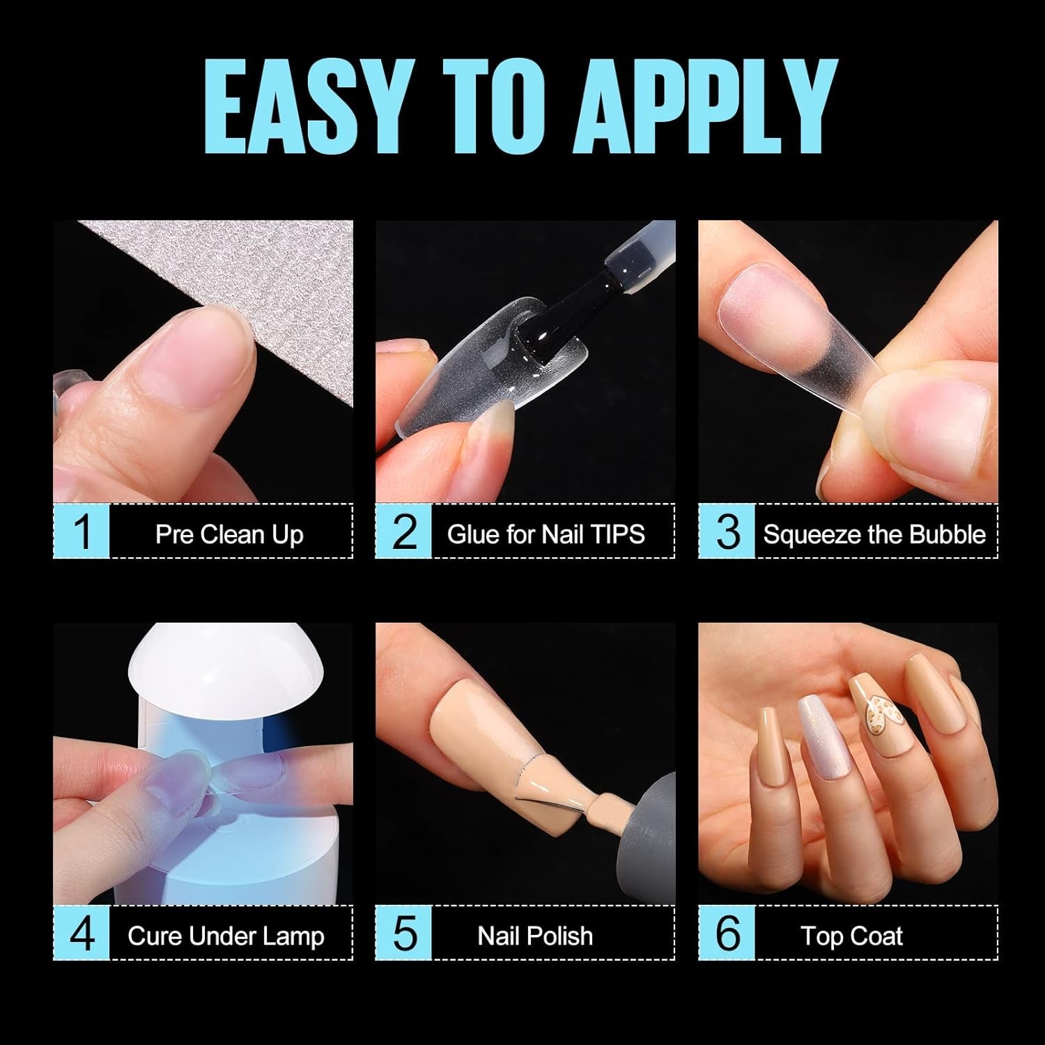 TOMICCA Coffin Tips Ultrakorte nageltips - nageltips, zachte geltips, volledige dekking, voorgevormde matte kunstnageltips, gelnageltips - 360 stuks, 15 maten