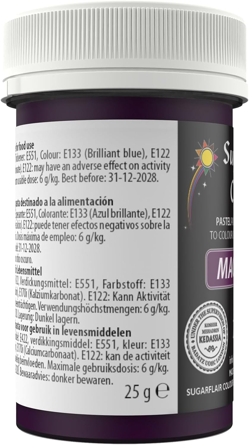 Sugarflair Pasta Voedselkleuring Pastel Magenta, Voedselkleuring voor Pasta, Fondant en Marsepein, Spectraal Geconcentreerde Kleuren - 25g