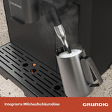 GRUNDIG KVA 6230 volautomatische espressomachine met melkopschuimer, roestvrijstalen molen met 13 maalstanden, bonenreservoir 250 g, afneembaar waterreservoir 2 liter, pompdruk 19 bar, touch display, zwart