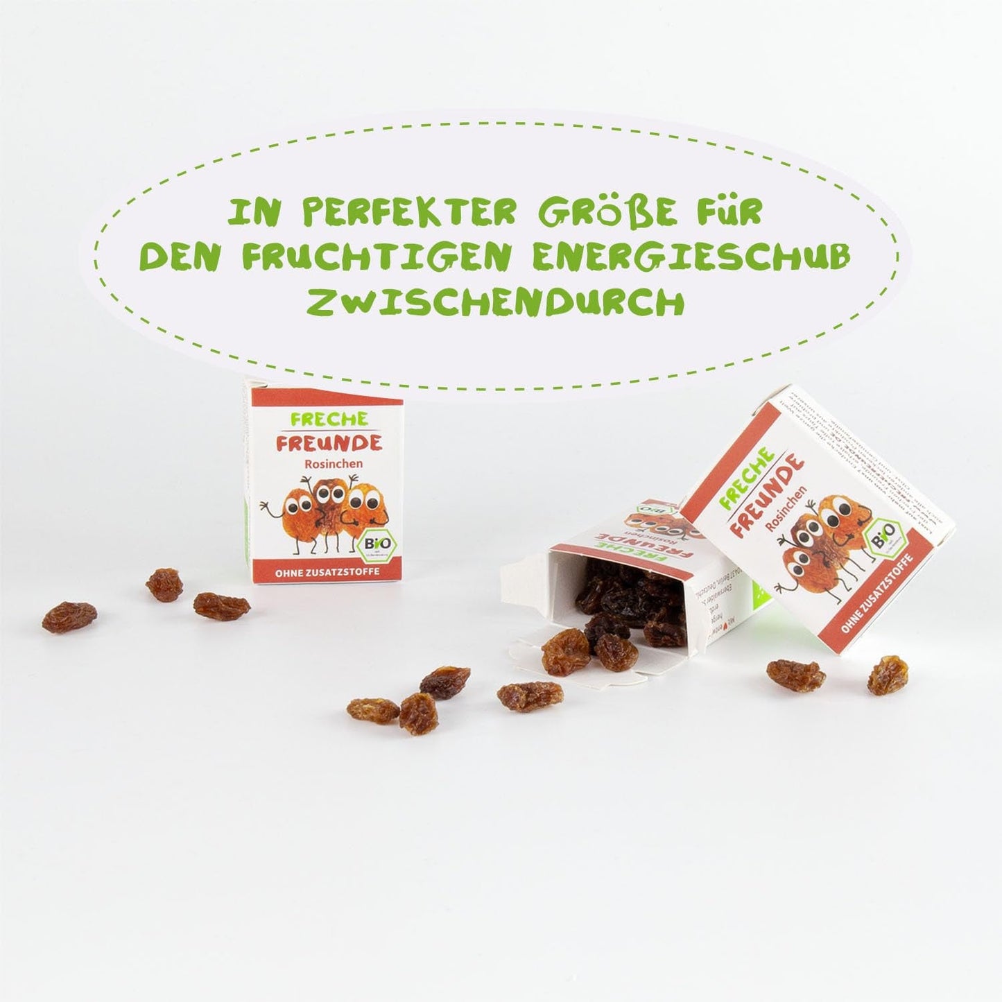 FRECHE FREUNDE Biologische rozijnen, Trockenfrüchte ohne Zucker, ohne Zusatzstoffe, ungeschwefelt, in kleinen Snackboxen, Sultaninen für Kinder, 20er Pack, 20 x (3x14g)