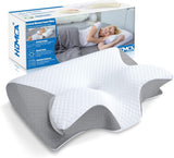 HOMCA Nekkussen Orthopedisch kussen 2 in 1 Memory Foam Kussen Neksteunkussen Ergonomisch hoofdkussen voor rug-, zij- en buikpijn 60 X 13/11 X 40cm Cervicale orthopedische kussens Naty Shop Grijs