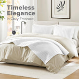 Comfort Spaces Kienna dekbedset Luxe dubbelgestikte zomerdeken Lichtgewicht zacht beddengoed voor het hele jaar Bijpassende kussensloop Witte kingsize deken (264,2 x 228,6 cm) Naty Shop Dekbedden en dekbedden