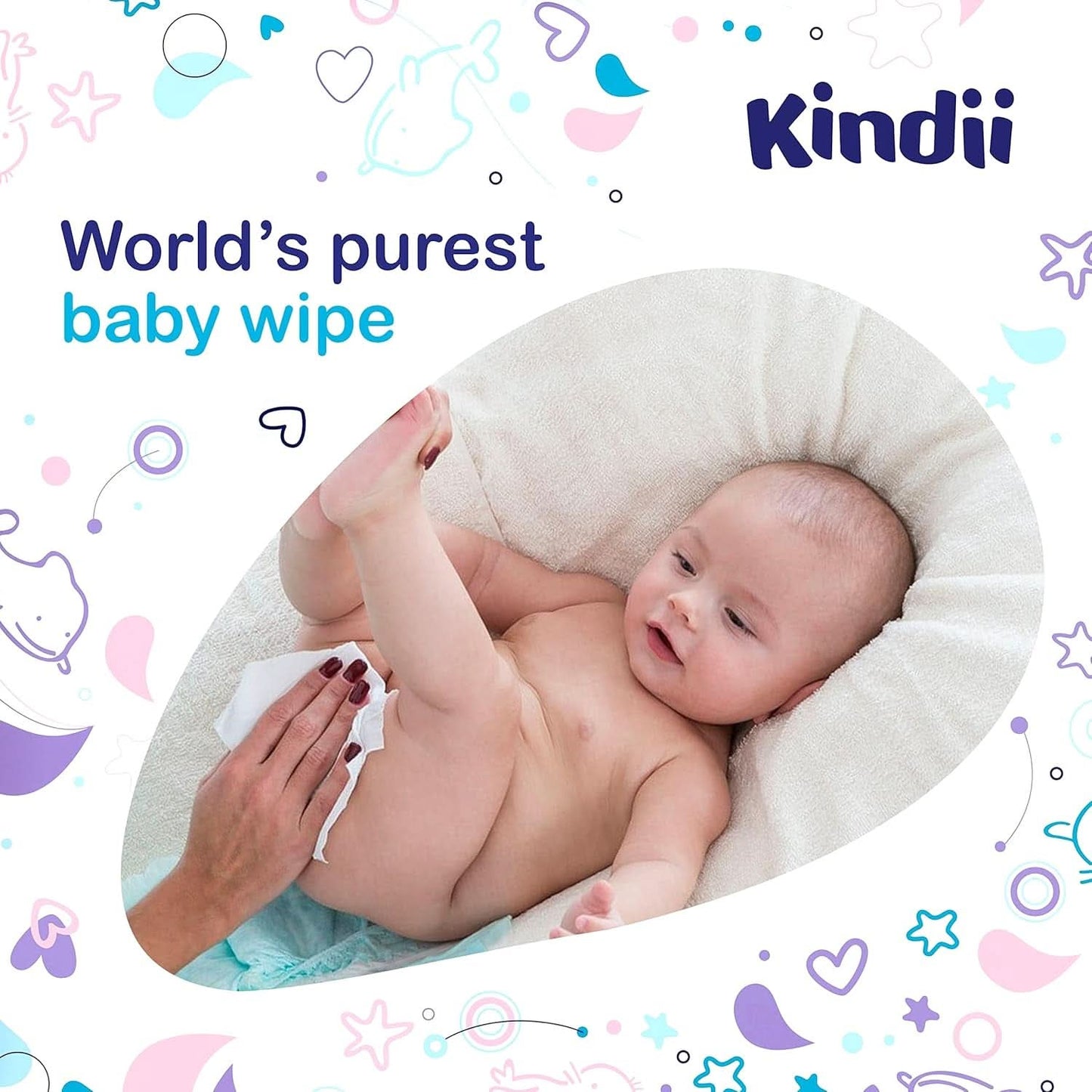 Kindii Feuchttücher Für Babies en Kinder Zuiver Water 99% - 99%Ige Zusammenzeit Auf Wasserbasis - Allantoïne - Unparfümiert - Dermatologisch Getestet - Für Empfindliche Haut - 720 Stück - 12X60 Stück Naty Shop