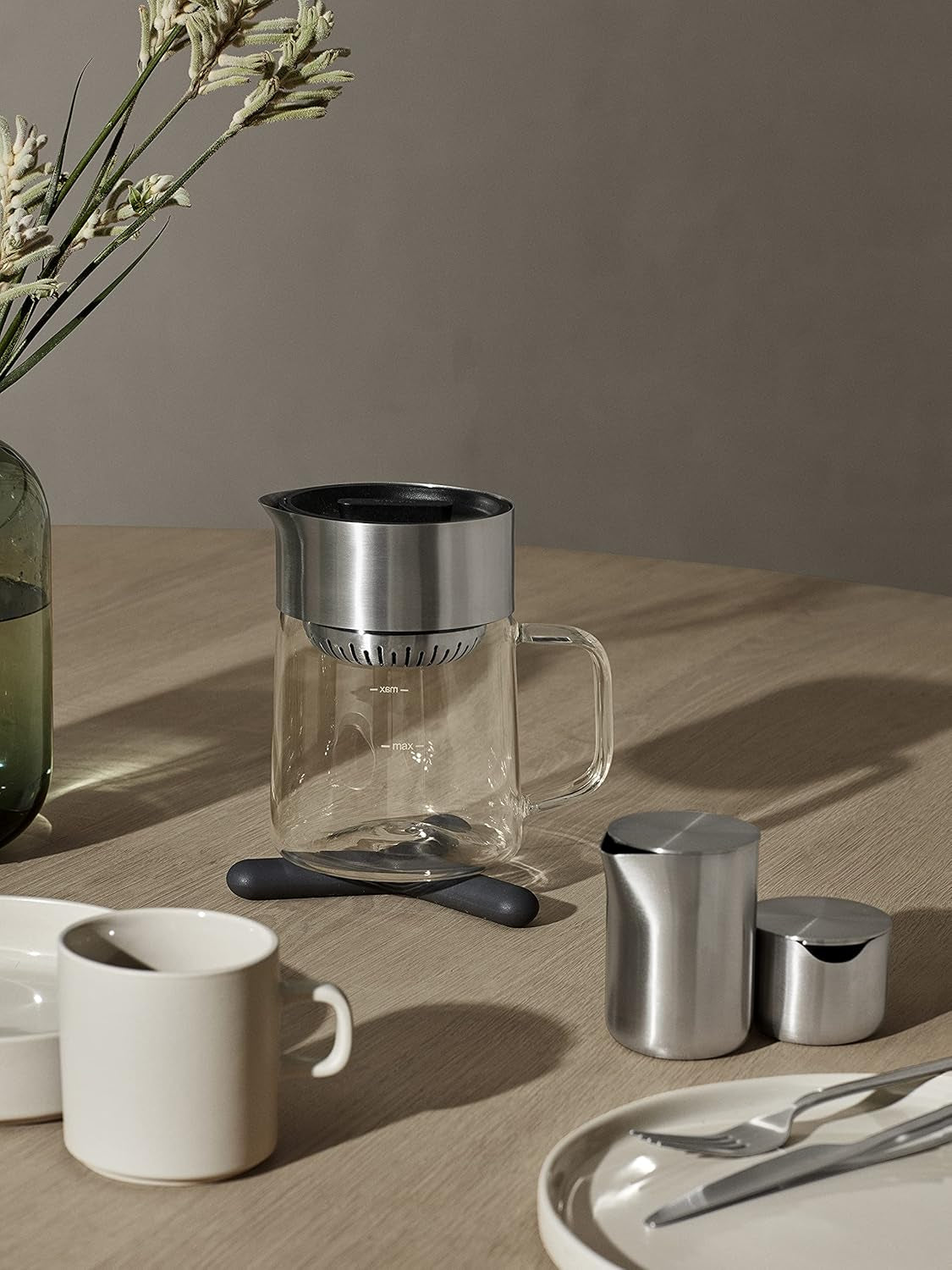 blomus -BASIC- Klopper van mat roestvrij staal met deksel, inhoud 120 ml, elegante melkbeker, vaatwasmachinebestendig (H / B / H: 8,3 x 6,1 x 5,7 cm, roestvrij staal, 63618)