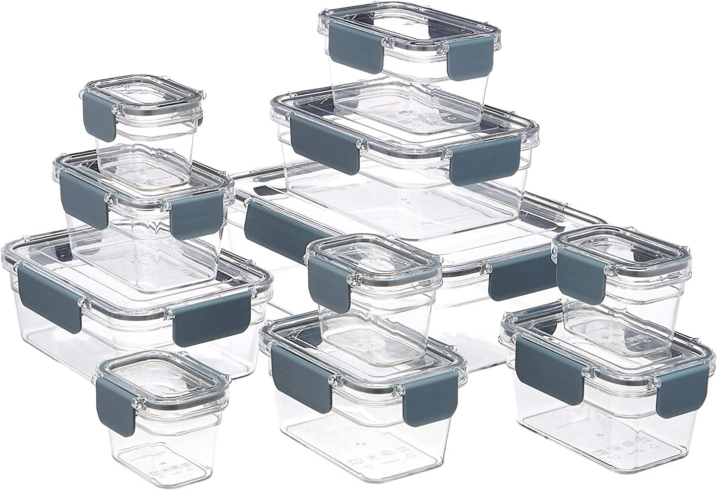 Amazon Basics Tritan vershoudblik met sluiting, 11-pack, (11 dozen + 11 deksels), transparant Voedselbewaardozen Naty Shop 11-pack