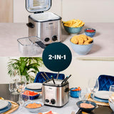 Princess 182611 Mini Fonduefriteuse - Snelle verwarming - Geurfilter - Capaciteit 1,2 liter, Zilver Huishoudelijke apparaten Naty Shop