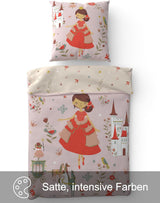 Skybrands Bettwäsche Prinzessin 135X200 [Mit Beutel] Einhorn Mädchen Bettwäsche Baumwolle 2 TLG. 1X Bettbezug 1X Kissenbezug Naty-winkel